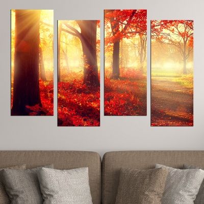 0584  Wall art decoration (set of 4 pieces) Autumn fairy tale