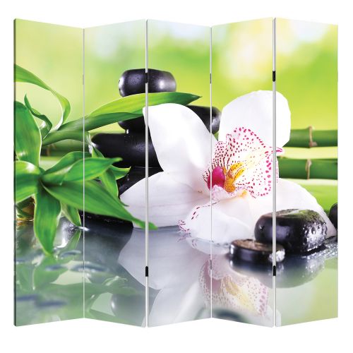 P0162 Room devider (screen) White orchid with reflection (3,4,5 or 6 panels)