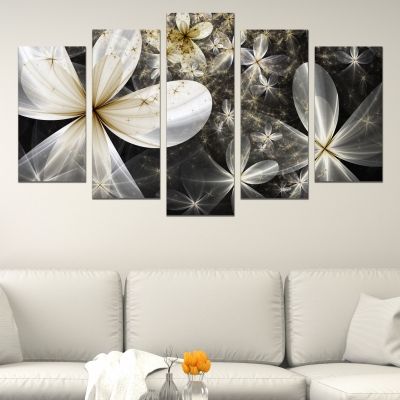 0629 Wall art decoration (set of 5 pieces) Abstract flowers