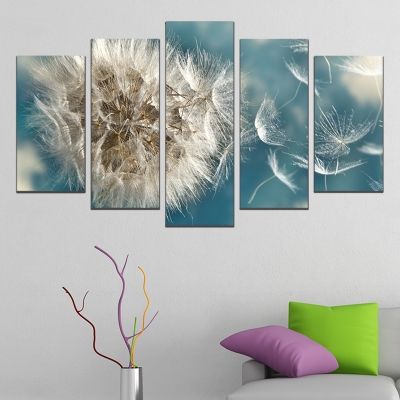 0649 Wall art decoration (set of 5 pieces) Dandelion