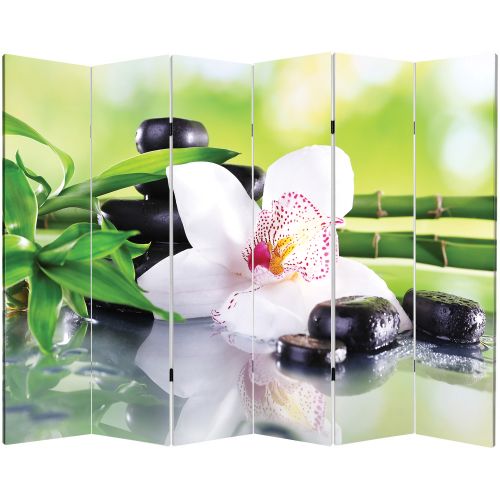 P0162 Decorative Screen Room divider  White orchid with reflection (3,4,5 or 6 panels)