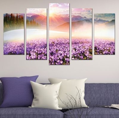 0680 Wall art decoration (set of 5 pieces) Colorful mountain landscape