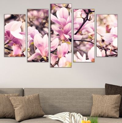 0682 Wall art decoration (set of 5 pieces) Magnolia