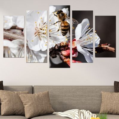 canvas wall art with blooming branch