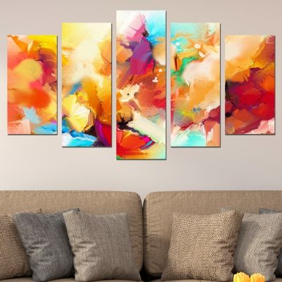 0699 Wall art decoration (set of 5 pieces) Abstract flowers