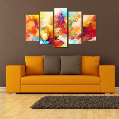 0699 Wall art decoration (set of 5 pieces) Abstract flowers