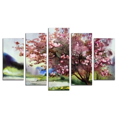 0128 Wall art decoration (set of 5 pieces) Colorful spring