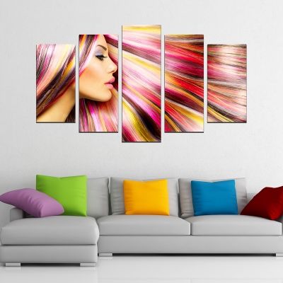 0150  Wall art decoration (set of 5 pieces) Color hair