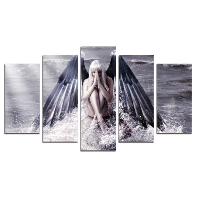 0216 Wall art decoration (set of 5 pieces) Angel