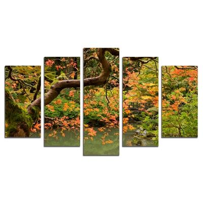 0244 Wall art decoration (set of 5 pieces) Beautiful tree