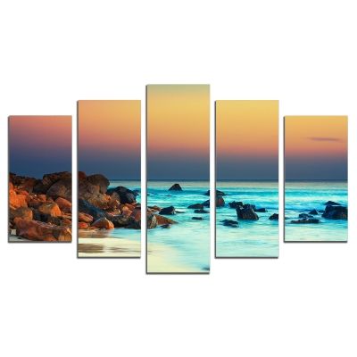 0304 Wall art decoration (set of 5 pieces)  Sunset over the sea