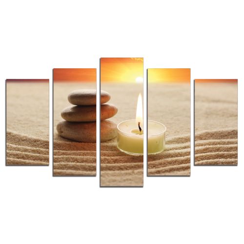 0350 Wall art decoration (set of 5 pieces) Zen - sunset