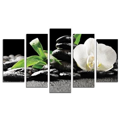 0355 Wall art decoration (set of 5 pieces) White orchid