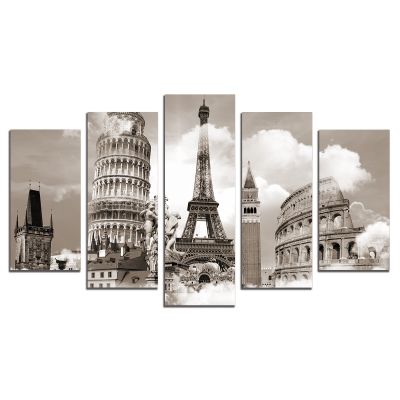 0368 Wall art decoration (set of 5 pieces) European symbols