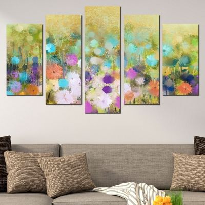 0705 Wall art decoration (set of 5 pieces) Abstract flowers