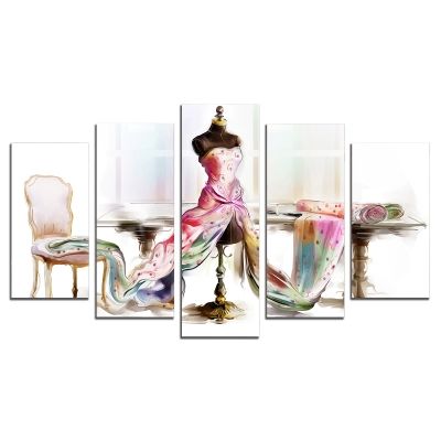 0707 Wall art decoration (set of 5 pieces) Beautiful dress