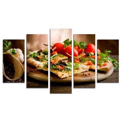 0489 Wall art decoration (set of 5 pieces) Vegetarian pizza