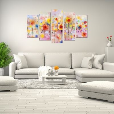 0709 Wall art decoration (set of 5 pieces) Abstract flowers