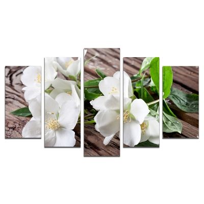 0589 Wall art decoration (set of 5 pieces) Jasmine flowers