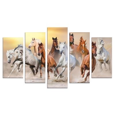 0623 Wall art decoration (set of 5 pieces) Wild horses