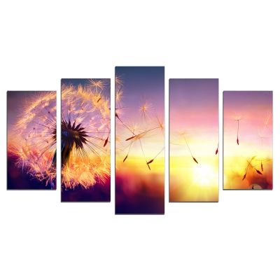 0642 Wall art decoration (set of 5 pieces) Dandelions