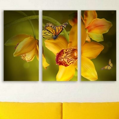 Canvas wall art decoration with yellow orchid