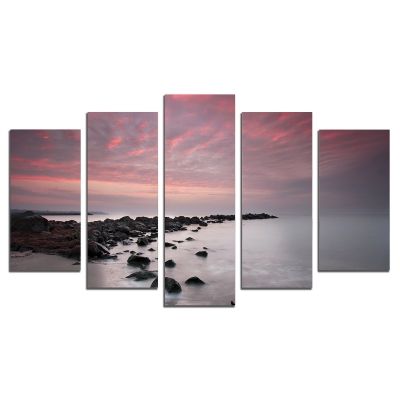 0306 Wall art decoration (set of 5 pieces)  Sea sunset