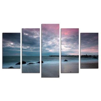 0307 Wall art decoration (set of 5 pieces)  Sunset over the coast