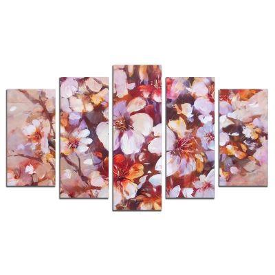 0298 Wall art decoration (set of 5 pieces) Almonds blossom