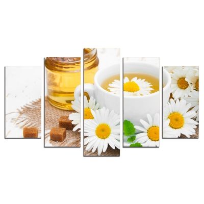 0555 Wall art decoration (set of 5 pieces)  Chamomile tea