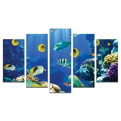 0588 Wall art decoration (set of 5 pieces) Sea bottom