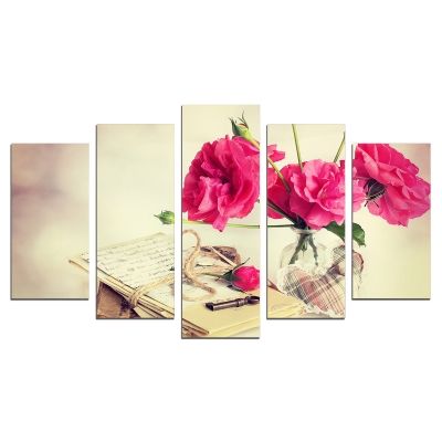 0593 Wall art decoration (set of 5 pieces) Vintage composition