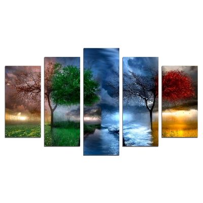 0647 Wall art decoration (set of 5 pieces) Seasons