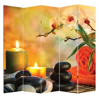 P0596 Decorative Screen Zen composition in orange (3,4,5 or 6 panels)