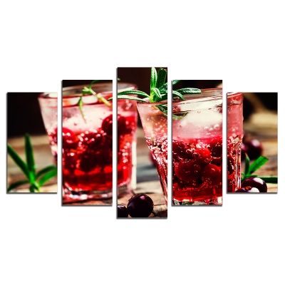 0463 Wall art decoration (set of 5 pieces) Fresh cocktails