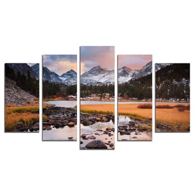 mountain landscape and lake wall art decoration set