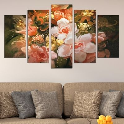 0738 Wall art decoration (set of 5 pieces) Art flowers