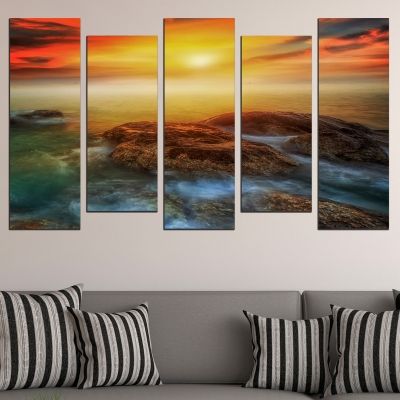 0739 Wall art decoration (set of 5 pieces) Beautiful sea