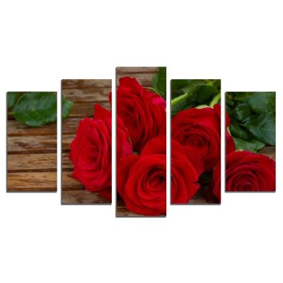 0505 Wall art decoration (set of 5 pieces) Red roses