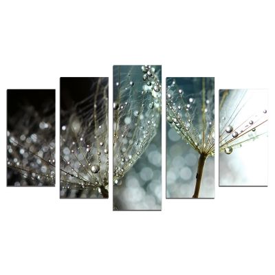 0608 Wall art decoration (set of 5 pieces) Dandelions