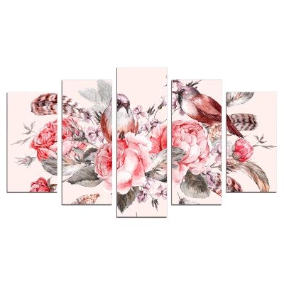 0624 Wall art decoration (set of 5 pieces) Vintage composition