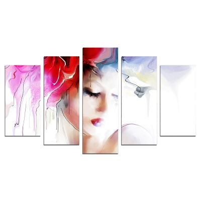 0656 Wall art decoration (set of 5 pieces) Beautiful tender  girl