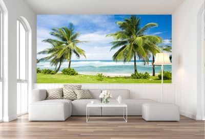 T0661 Wallpaper Beautiful beach with palms