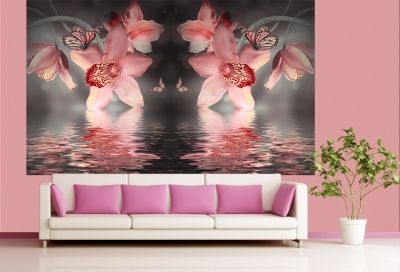 T0612 Wallpaper Orchids and butterflies