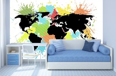 T0729 Wallpaper Abstract color map of the world