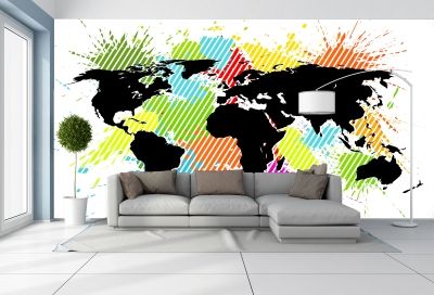 T0729 Wallpaper Abstract color map of the world