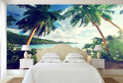 T9043 Wallpaper Beautiful beach with palms