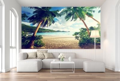 T9043 Wallpaper Beautiful beach with palms