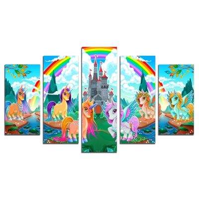 9038 Wall art decoration (set of 5 pieces) Unicorns