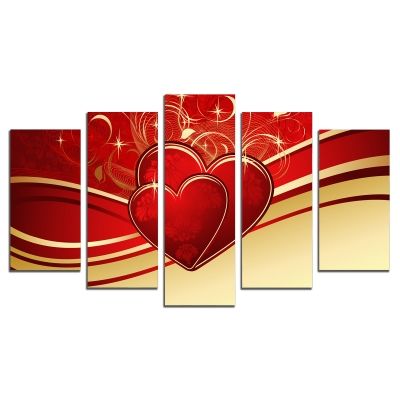 9050 Wall art decoration (set of 5 pieces) Hearts